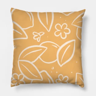 Yellow Warm Earthy Lemons Botanical Boho Pattern Pillow