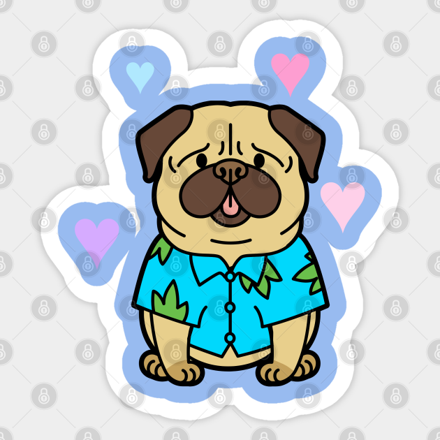 Cute and Kawaii Summer Hawaii Funny Pug Dog Design - Pug - Sticker | TeePublic Cute and Kawaii Summer Hawaii Funny Pug Dog Design - Pug - Sticker | TeePublic