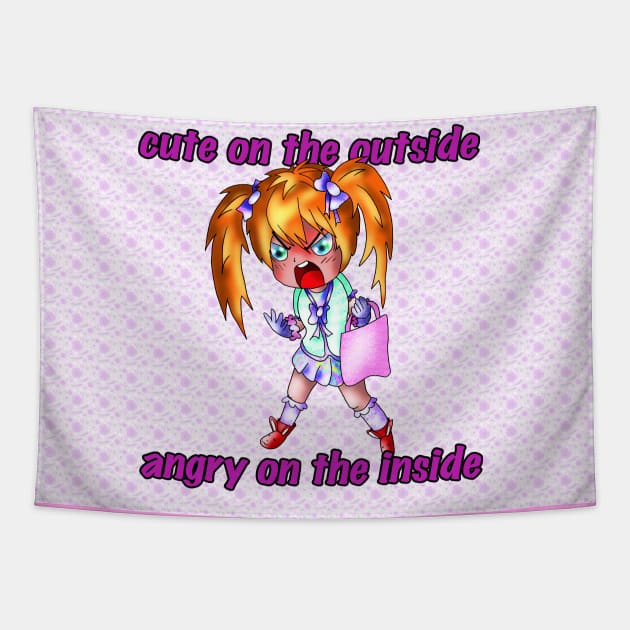 cute on the outside angry on the inside Tapestry by cuisinecat