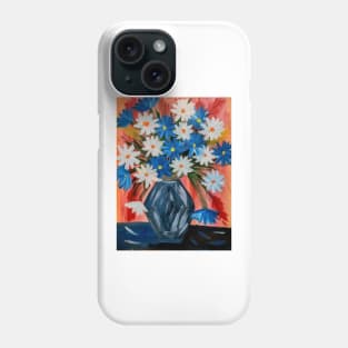 A beautiful bouquet of mixed flowers in a turquoise and blue and gold . Phone Case