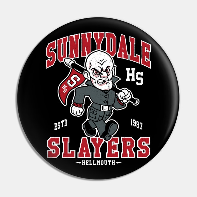 Sunnydale High School Vampire - Vintage Distressed Horror College Mascot Pin by Nemons