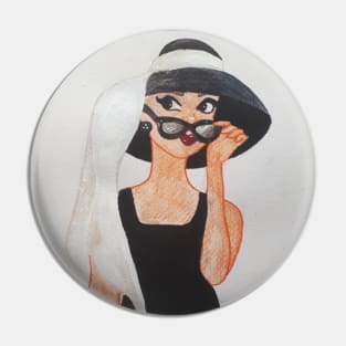 Holly Golightly Watercolour Acrylic Painting Pin