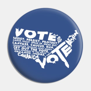 Vote And Then Resist Persist Volunteer Rally Campaign Blue Wave Gift Pin