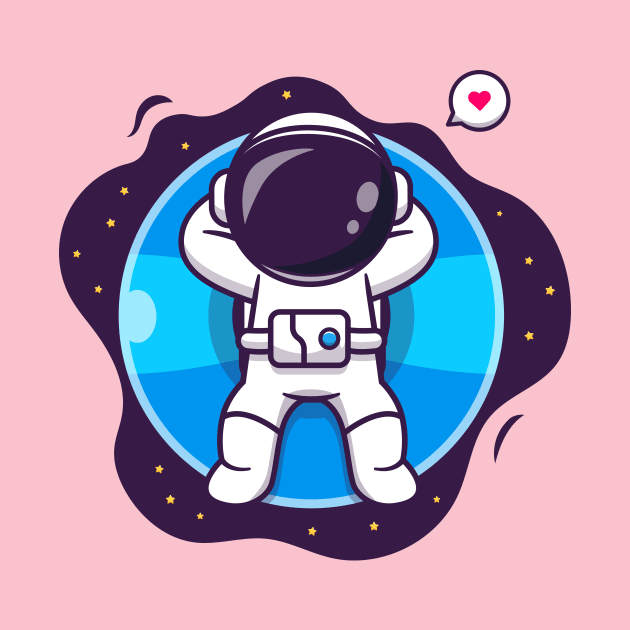 Cute Astronaut Floating With Balloon Cartoon by Catalyst Labs