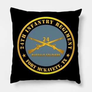 24th Infantry Regiment - Fort McKavett, TX - Buffalo Soldiers w Inf Branch Pillow