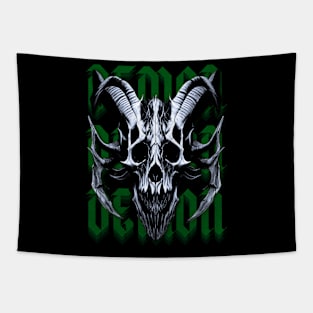 Green Demon Skull Tapestry