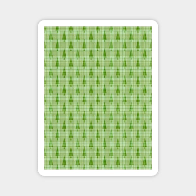 GREEN Plaid Christmas Trees Magnet by SartorisArt1