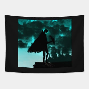 Dark utopia streampunk character Tapestry