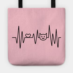 Cat Heartbeat Meow ECG Loving Kitty Electrocardiography Tote