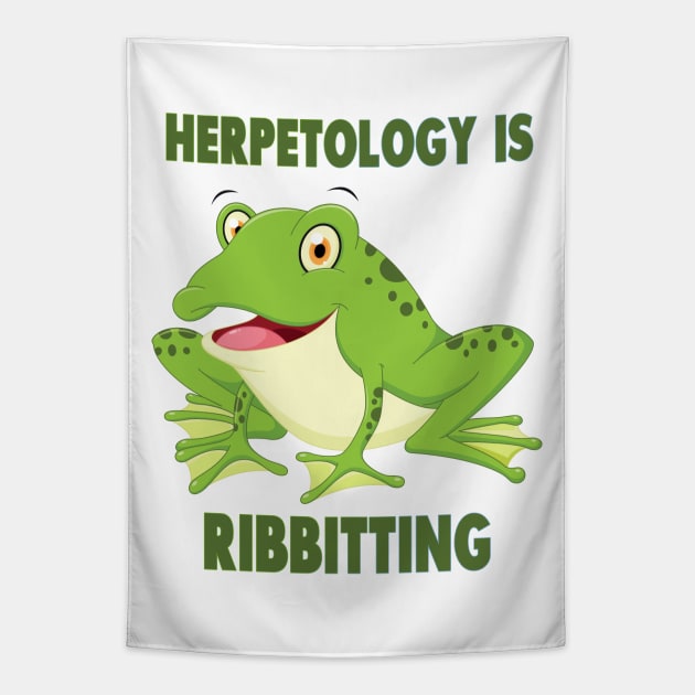 Herpetology is Ribbitting Frog Pun Tapestry by CafePretzel