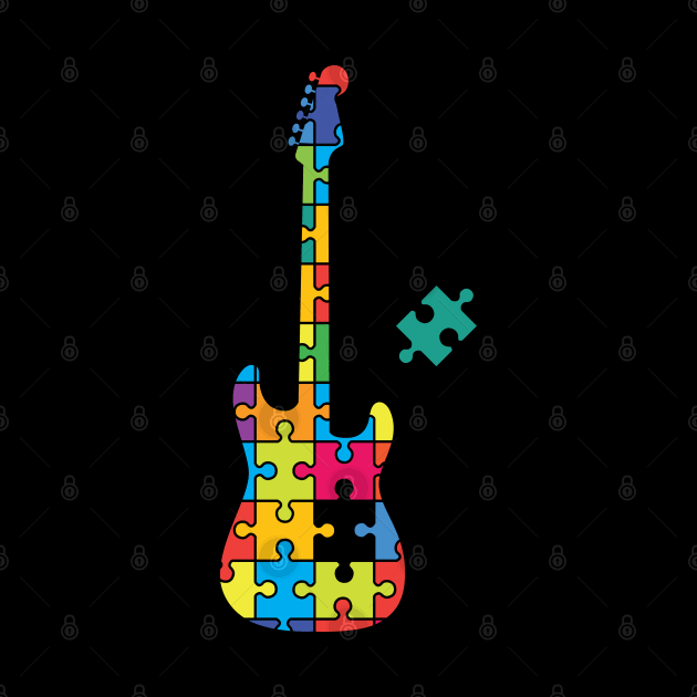 Color Puzzle S-Style Electric Guitar Silhouette by nightsworthy