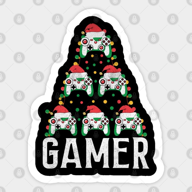 Game Controller Christmas Tree Gamer Christmas Ugly Sweater Video Gaming  Xmas Pajama - Gamer Christmas Gift - Sticker