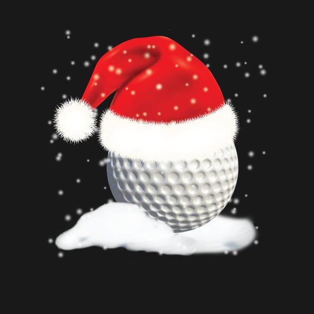 Christmas golf golf ball in santa hat by Consuelo Marvin