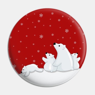 Polar Bear Family Pin