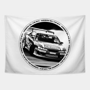 NISSAN SILVIA S14 KOUKI Black 'N White 4 Tapestry