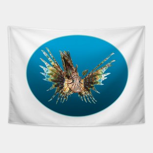 Lionfish | Floating Fish on a blue background | Tapestry
