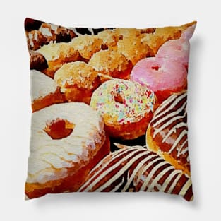 Watercolor donuts painting Pillow
