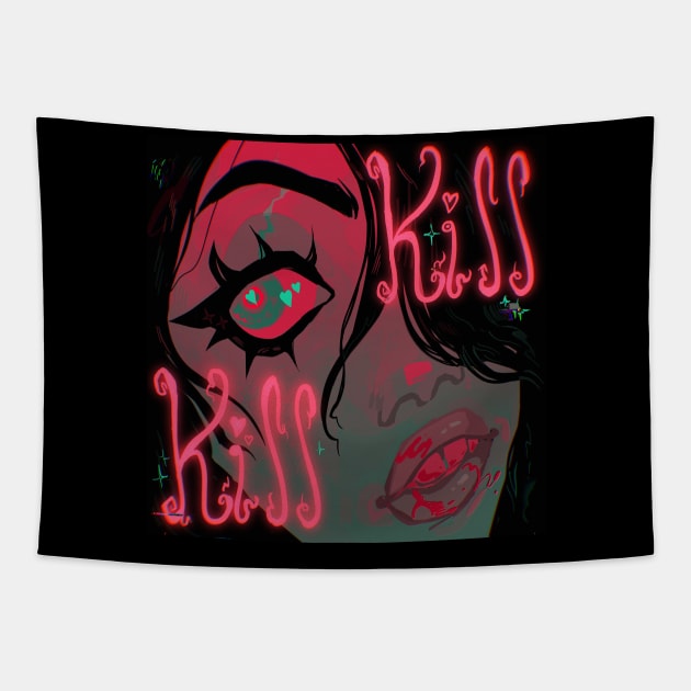 Kiss kiss Tapestry by snowpiart