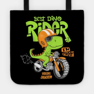 dinosaur riding motorbike Tote