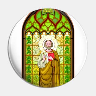 Stained glass window with holy Apostle Saint Patrick Pin