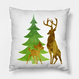 Christmas Deer Inspired Silhouette Pillow