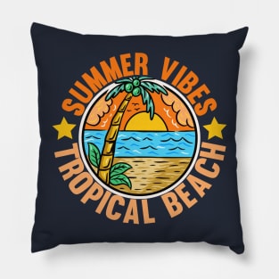 Summer vibes tropical beach Pillow