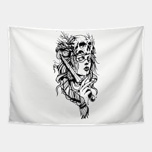 Viking tattoo black and white Tapestry