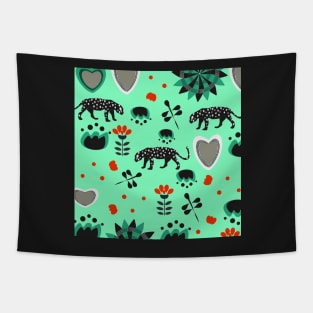 Fresh summer with dragonflies and black panthers Tapestry