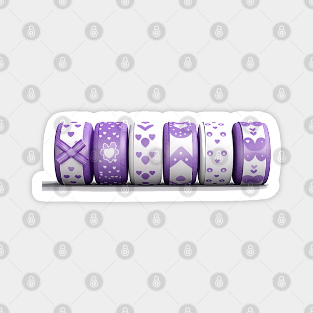 rolls of purple tape with different cute patterns Magnet by MilkyBerry