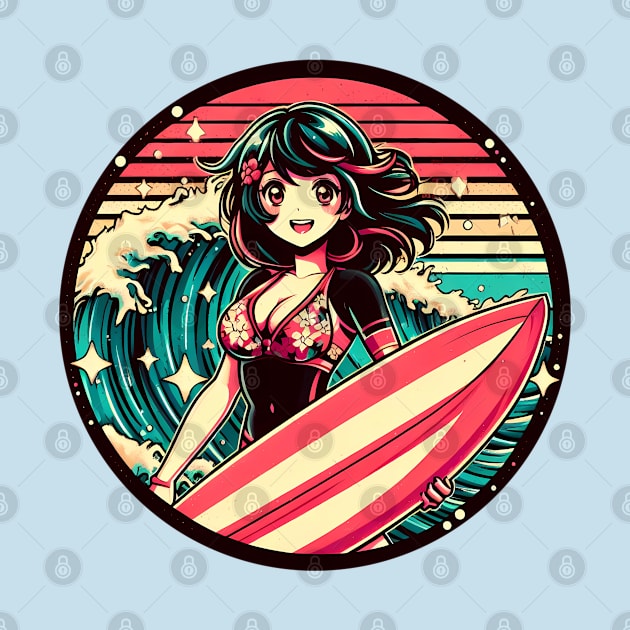 Retro Surfer Star Girl by MightyBiscuit