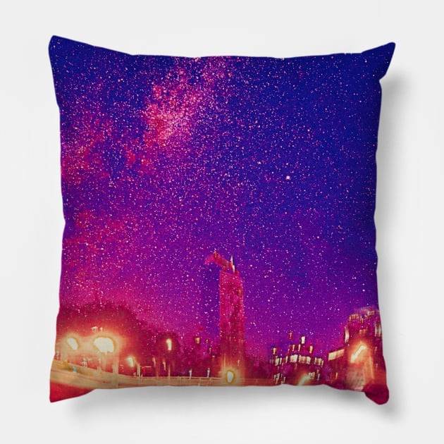 Vapor Space City Pillow by lofi_retrowave