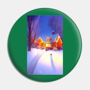 Christmas Home at Night Pin