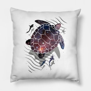 Floating space turtle Pillow