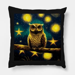 Story book Owl with Stars at Night Pillow