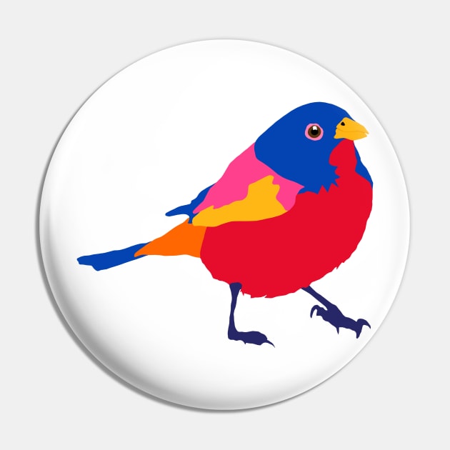 Painted Bunting Bird Pin by VegShop
