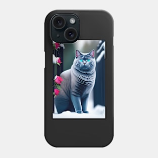 Unlock the Enchantment of British Shorthair and Snowy Roses Phone Case