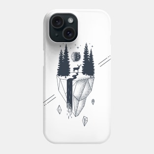 Creative Illustration In Geometric Style. Nature, Deer, Forest And River Phone Case