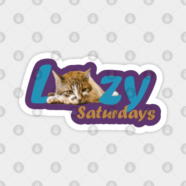 Lazy Cat Saturdays Magnet by Czajnikolandia