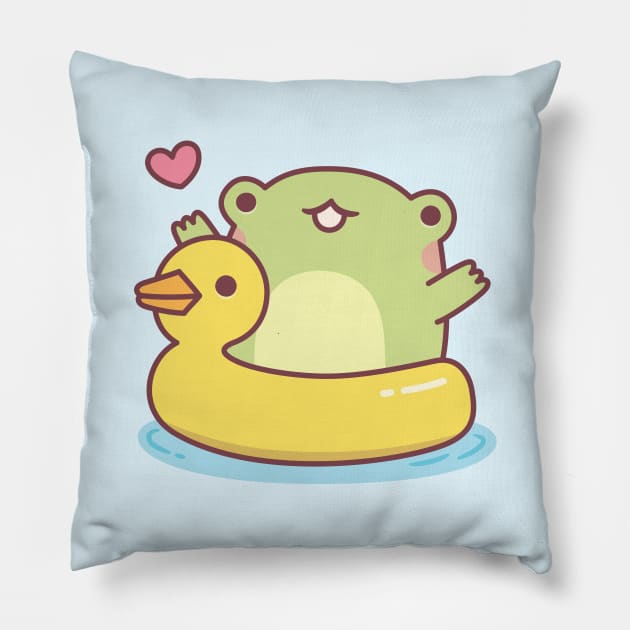 Cute Frog With Ducky Pool Float Pillow by rustydoodle