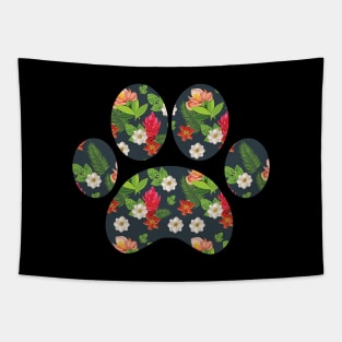 Cute Puppy Paw Floral Pattern Design Tapestry