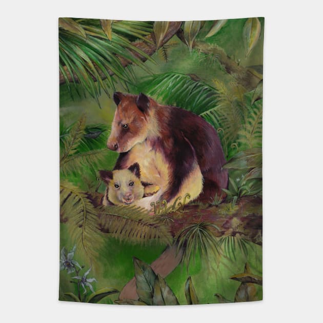 Tree Kangaroo Tapestry by IndiasIllustrations