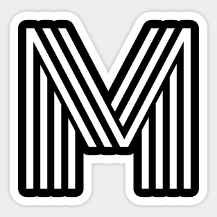 Letter M Uppercase White Black Stickers, Magnet