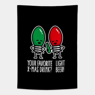 Favorite Christmas drink light beer Christmas pun Tapestry