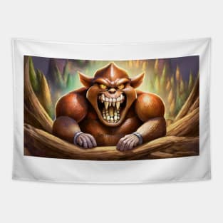 Angry, pumped-up squirrel with nuts Tapestry