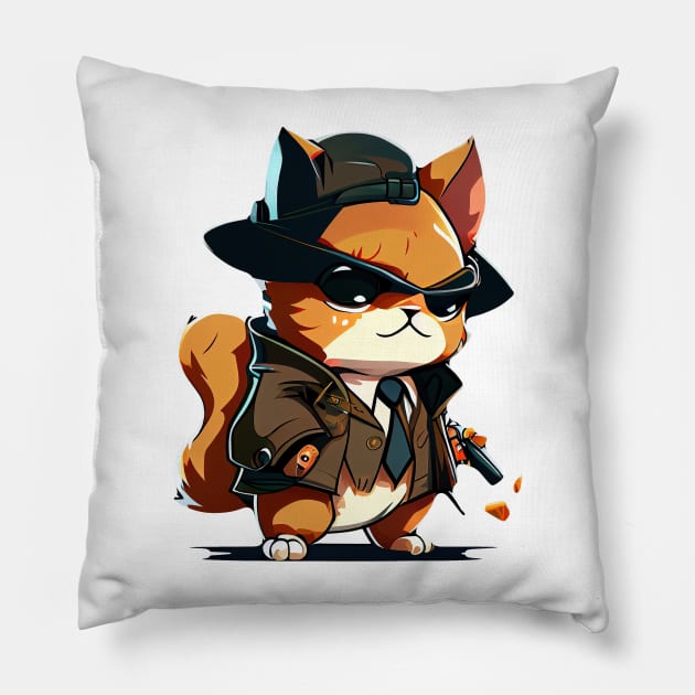 Cute pet, funny pet, boss pet, pirate pet, gangster pet, lovely pet. Pillow by NCT ART