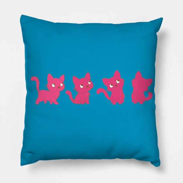 Pink thinking cat Pillow by EV Visuals