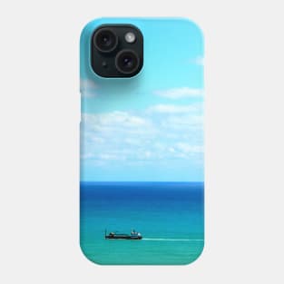 Heavenly view of the Adriatic Sea in Ortona with intensifying color and a boat Phone Case