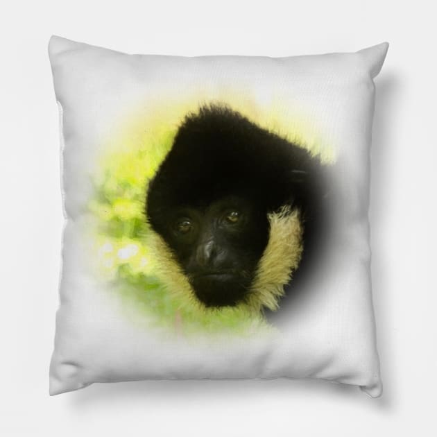 Gibbon portrait Pillow by Guardi