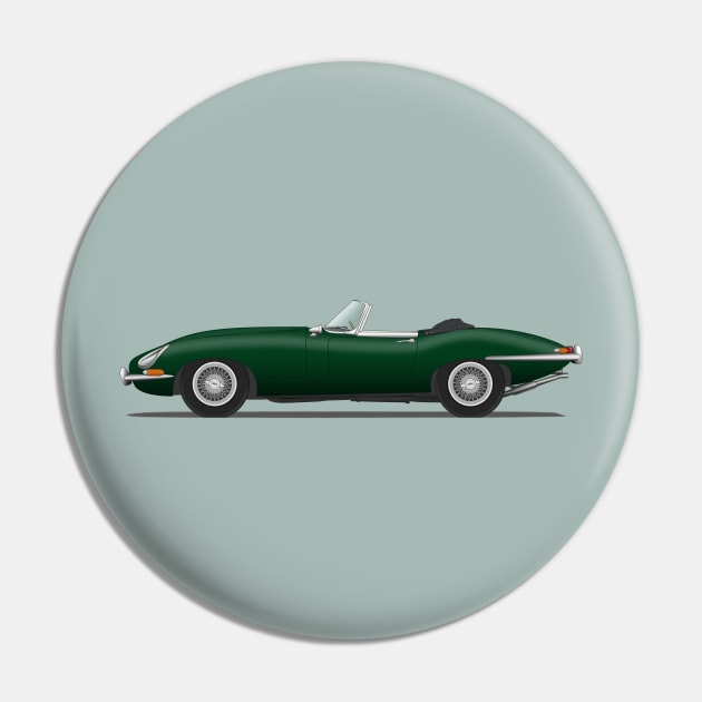 Jaguar E Type Roadster British Racing Green Pin by SteveHClark
