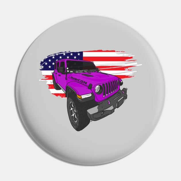 Jeep Wrangler with American Flag - Purple Pin by 4x4 Sketch